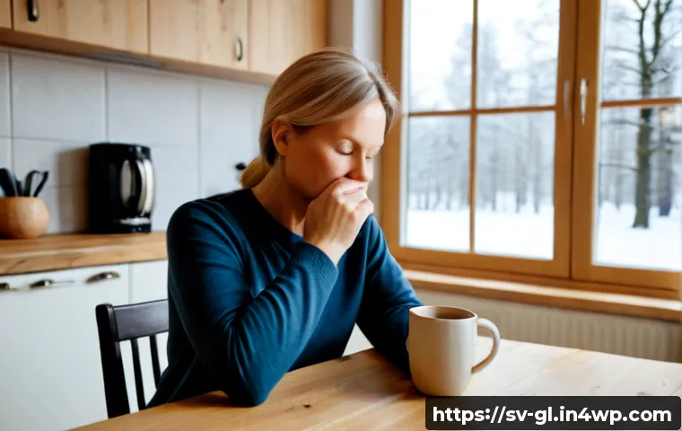 Home 17 자기 위로 기법의 실제 적용 사례 분석 - Photorealistic Swedish woman in her early 40s practicing a self-soothing breathing technique at a ti...